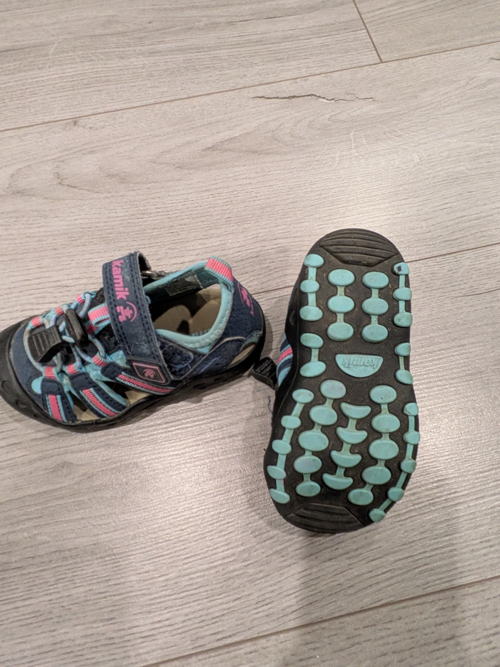 Kamik Toddler Navy, Teal & Pink Closed-Toe Sandals